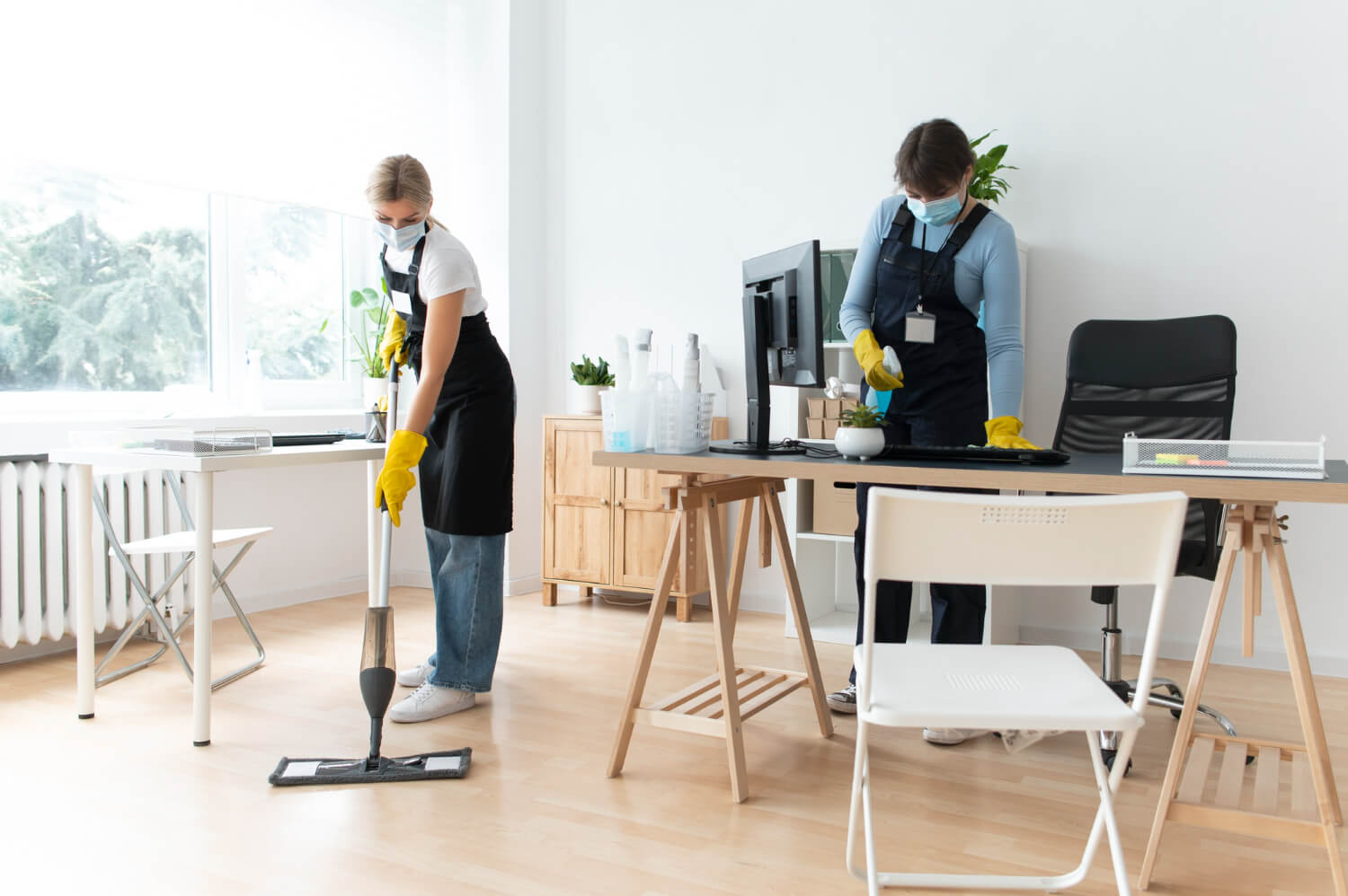 cleaner cleaning living room